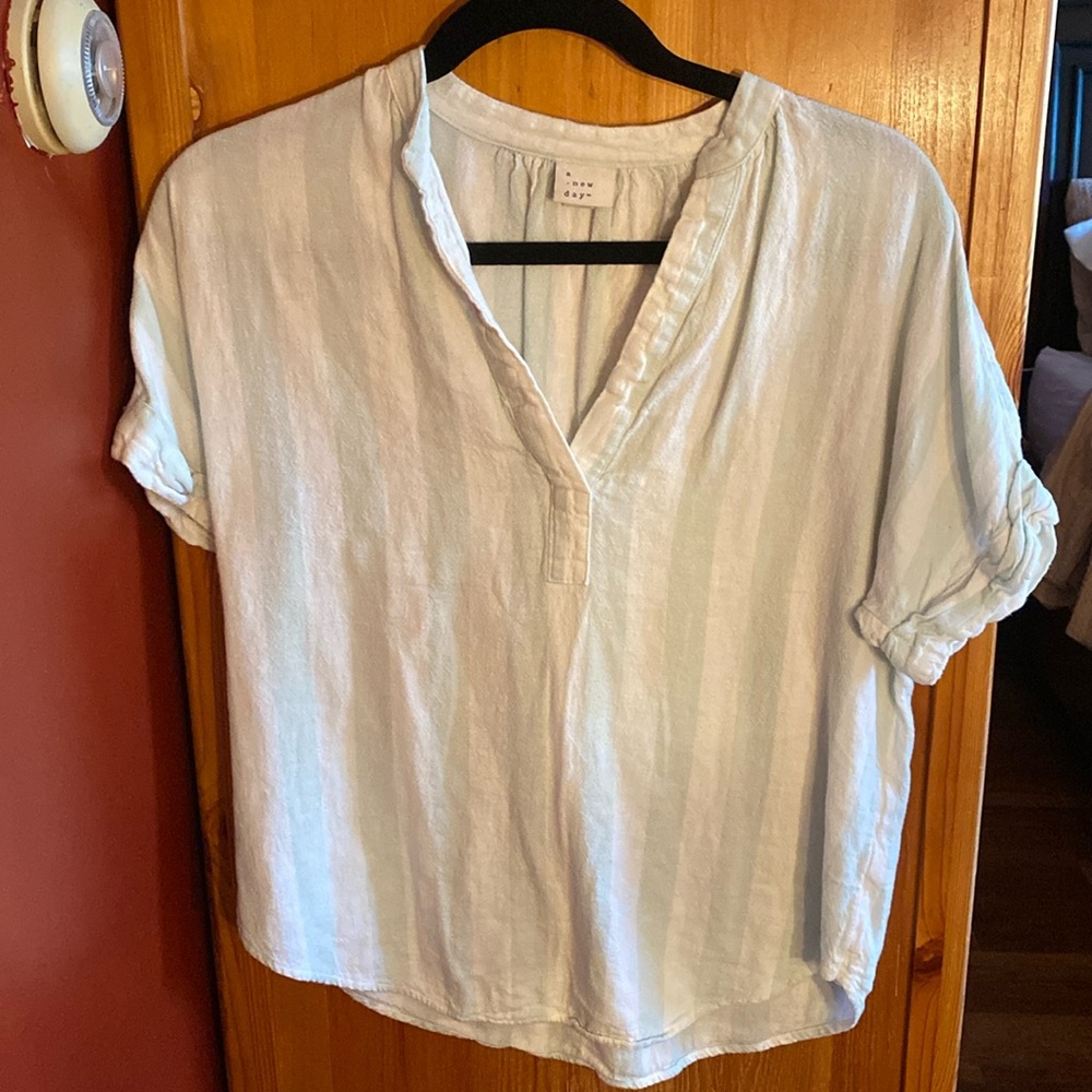 White and Light Blue Stripped Shirt